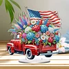 America Flag Car DIY Acrylic Desktop Diamond Art Kit Single-Sided for Home Decor