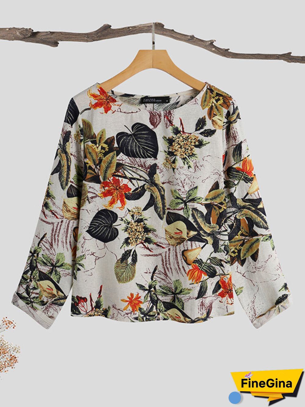 Casual Floral Pattern Elastic Waist Cotton Two-piece Set Suit