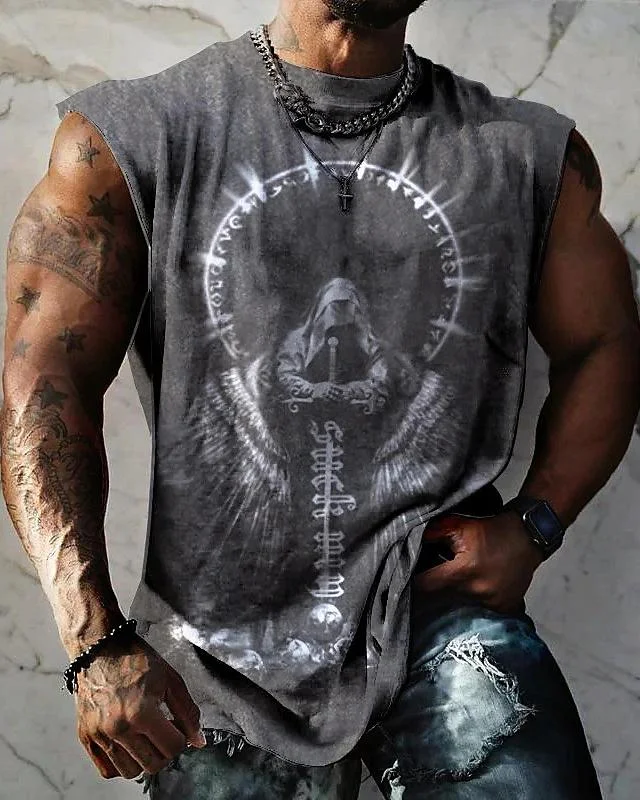 Men's Casual Print Tank Top at Hiphopee