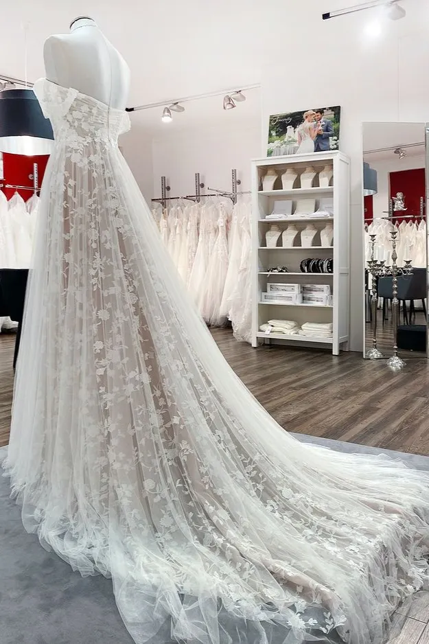 Long A-line Sleeveless Off-the-shoulder Ruffles Wedding Dress With ...