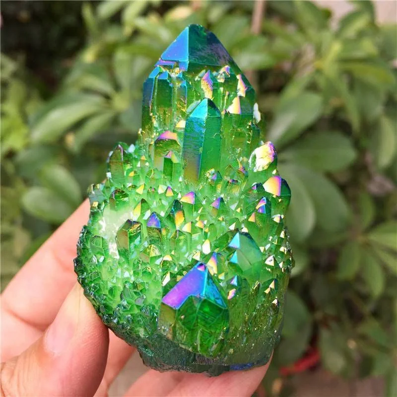 Natural Green Aura Titanium Quartz Cluster - Special High-end Office and Home Decoration - Creative Gifts and Special Jewelry Accessories