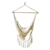 Outdoor Tassels Hammock Garden Patio White Cotton Swing Chair Hanging Bed