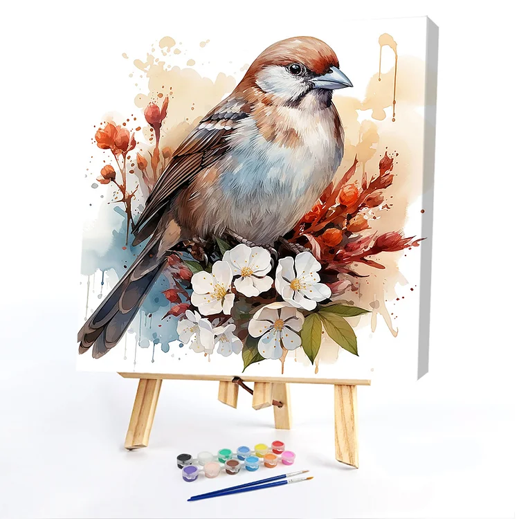 Oil Paint By Numbers - Watercolor Sparrow - 40*40CM