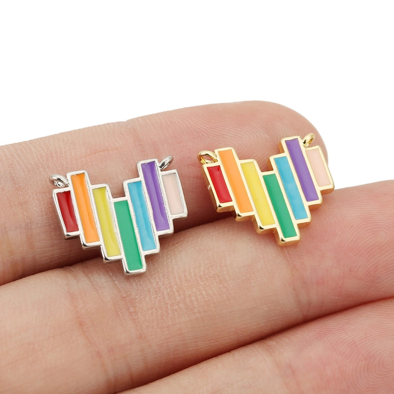1 Piece Copper Rainbow Heart Shape Pendant