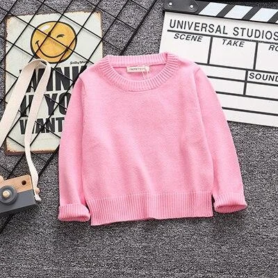 Spring Autumn Candy Color Baby Boys Girls Knitted Sweaters 2021 New Children Long Sleeve Boys Girls Boys Base Shirt 1-6Years