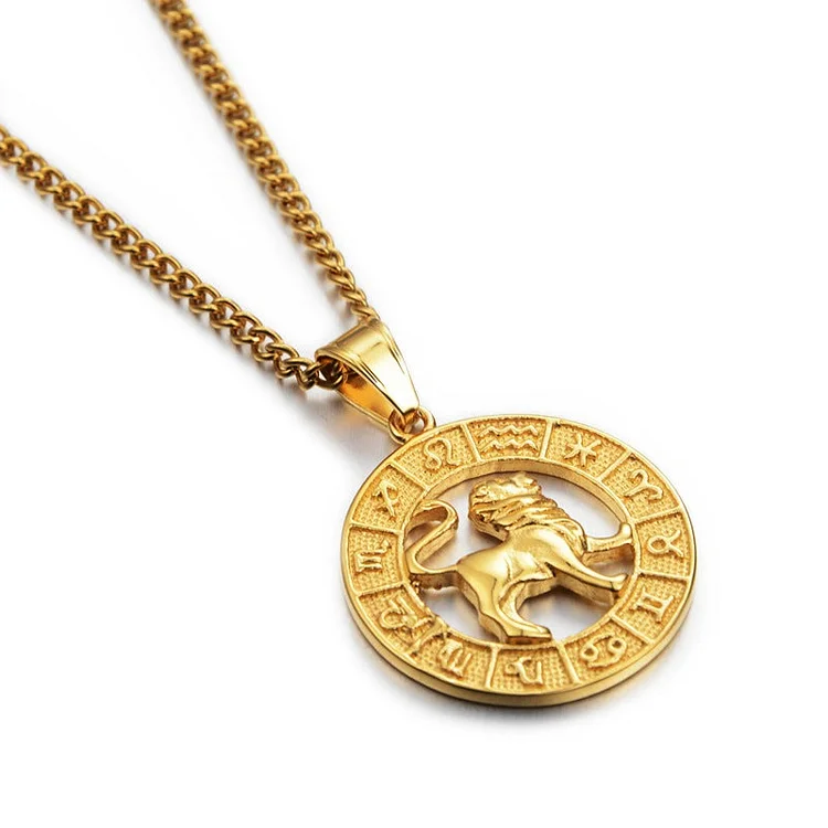 Leo - Zodiac Round Pendant Charm Necklace