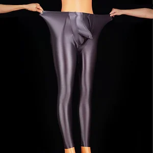 Men's Gun-Egg Separation Oily Silky Tights Sexy No-Take Butt Lift Slim Pants