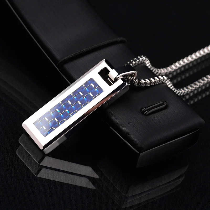 Women's Or Men's Jewelry Fashion Men's Tungsten Pendants Blue Carbon Fiber Inlay With Necklace Jewelry Gifts For Mens And Womens