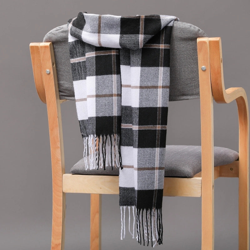 British Plaid Tassel Couple Parent-child Men’s Scarf Autumn And Winter Cashmere Plaid Scarf