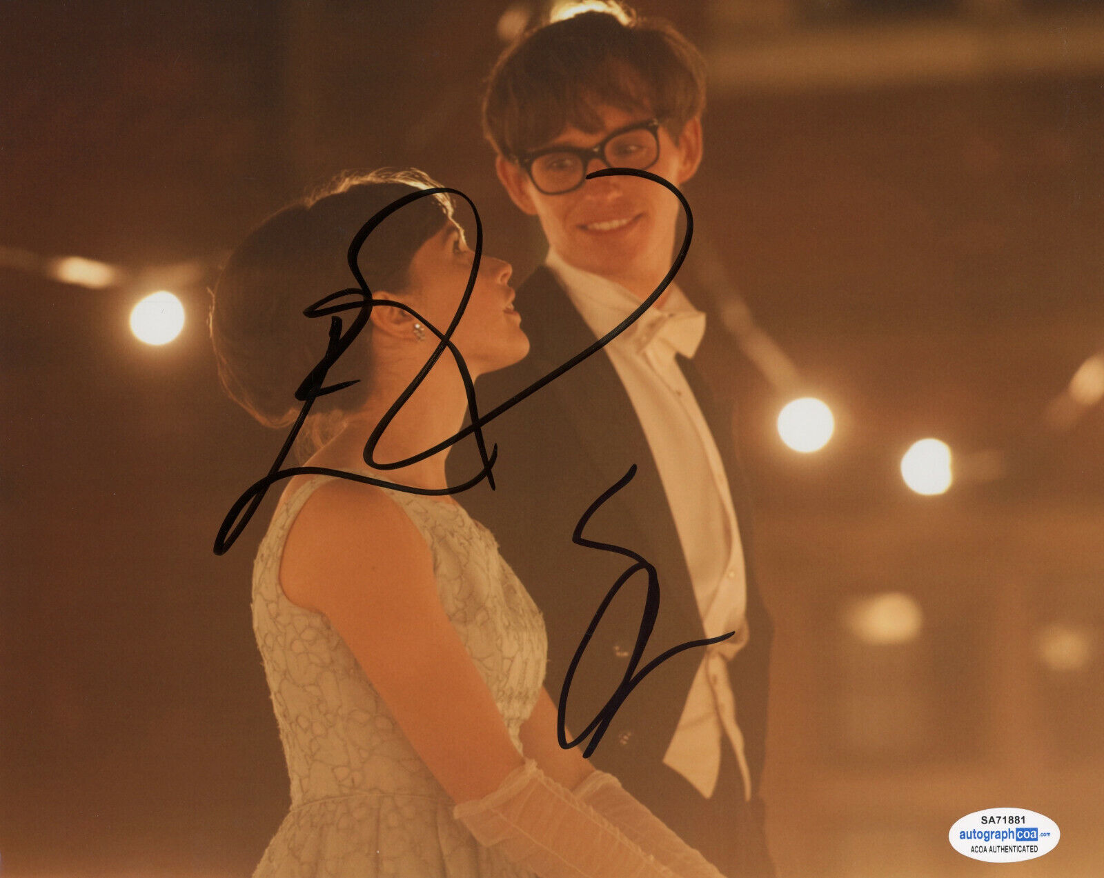 EDDIE REDMAYNE FELICITY JONES SIGNED THEORY OF EVERYTHING 8x10 Photo Poster painting! ACOA PROOF