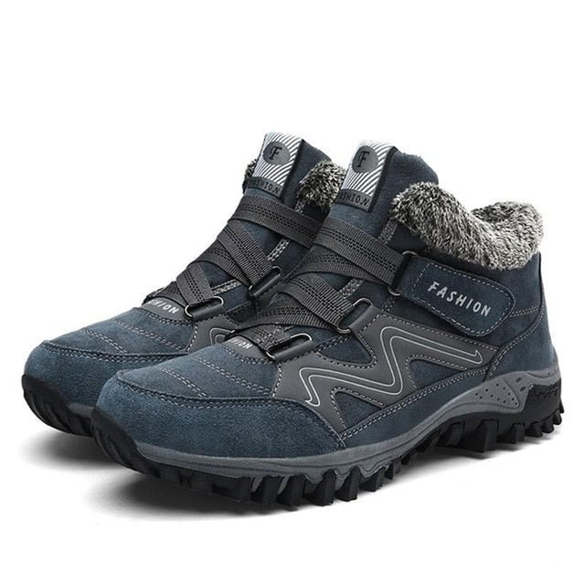 Classic Men Boots Winter Outdoor Plush Warm Men Suede Ankle Boots Waterproof Non-slip Male Snow Boots Big Size Man Working Shoes
