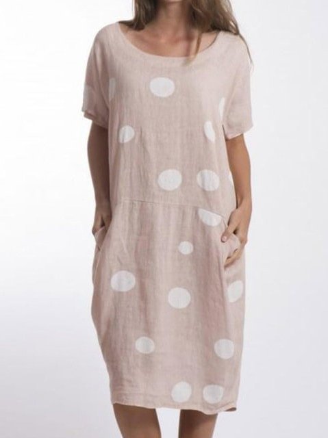 Women's printed short-sleeved polka-dot dress