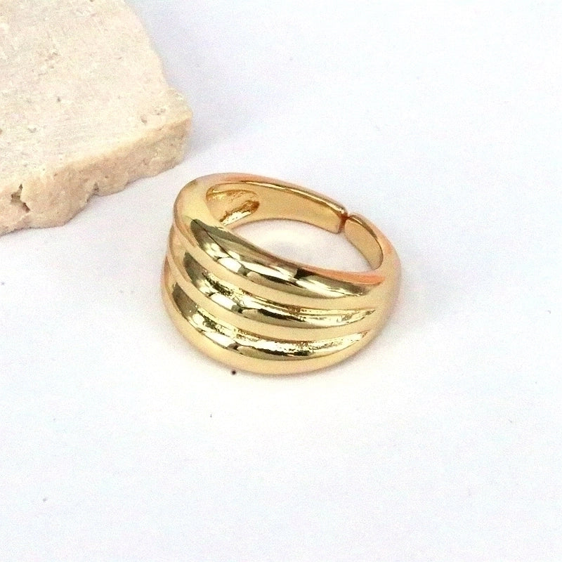 Vintage Style Round Solid Color Copper Gold Plated Open Rings In Bulk4