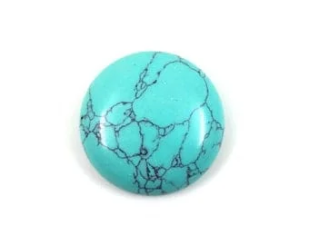 pornhint Pornhint 25mm Synthetic Blue Green turquoise round flatback gemstone cab cabochon