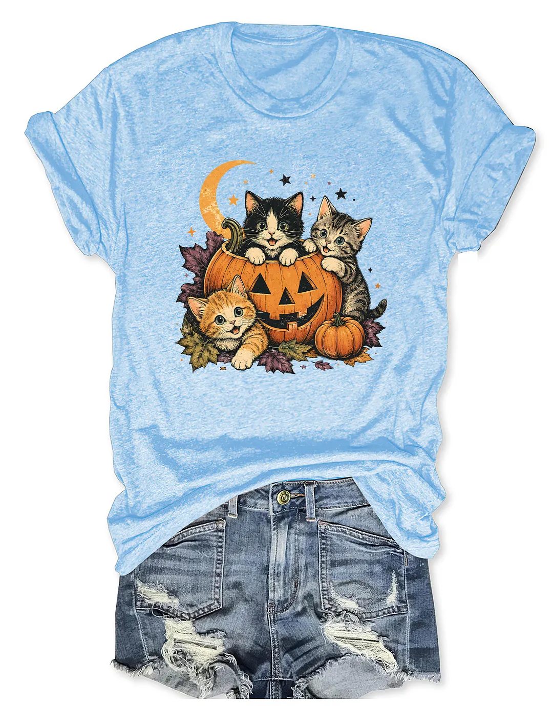 Cute Halloween Pumpkin Kitten Cat T-shirt