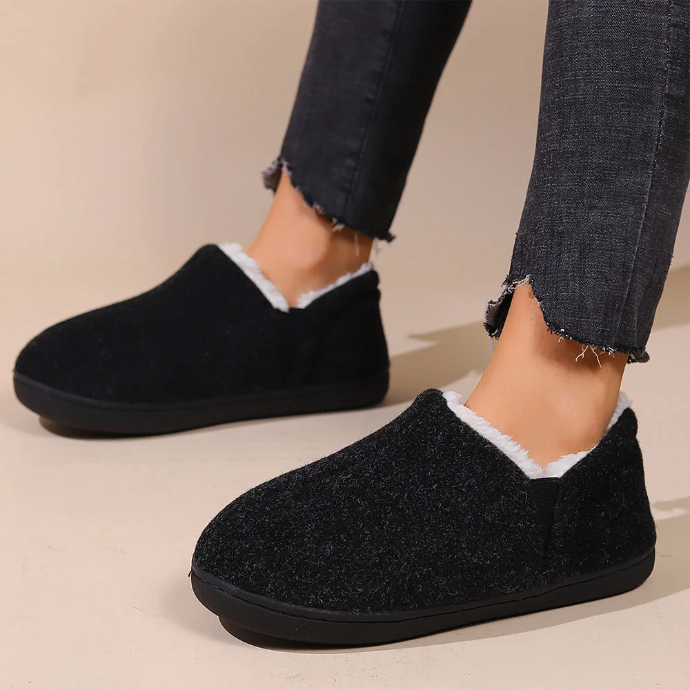 Smiledeer New winter casual round toe warm plus fleece shoes