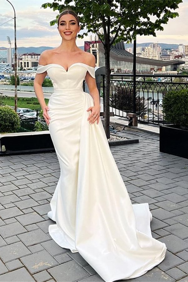 Luluslly Off-the-Shoulder Mermaid Prom Dress Long Overskirt