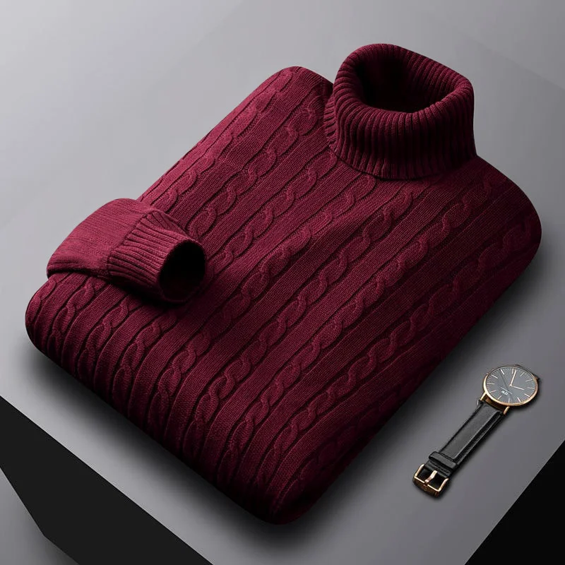 Men's Solid Color Casual Turtleneck Sweater