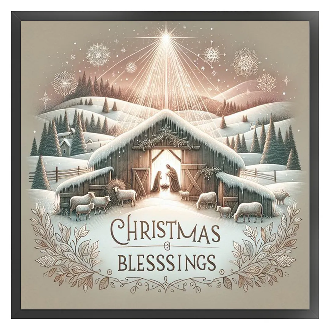 Beige The Birth of Jesus Full 14CT DIY Counted Cross Stitch Kit 40x40cm for Home