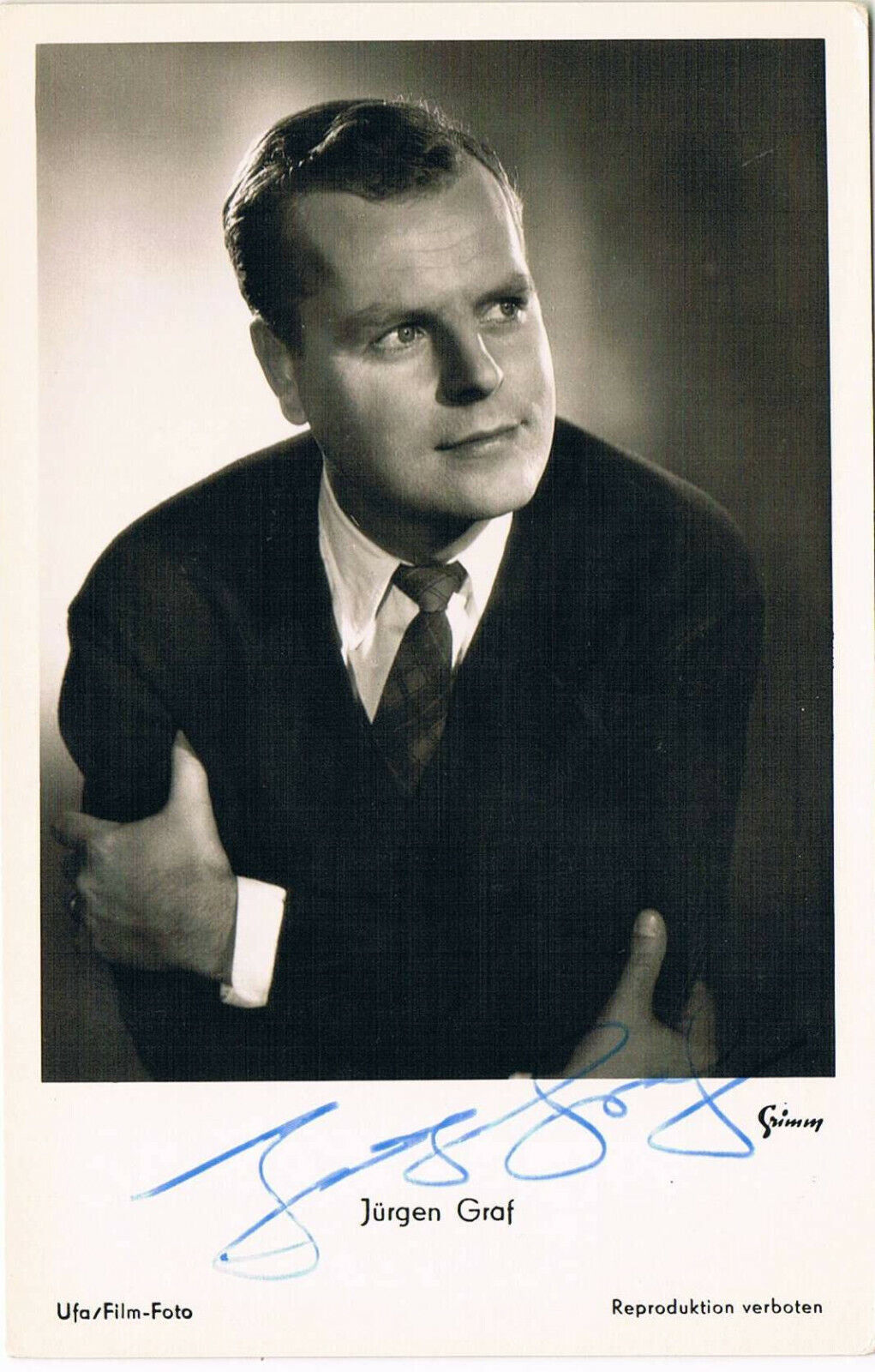 Jürgen Graf 1927-2007 autograph signed postcard Photo Poster painting 3.5x5.5