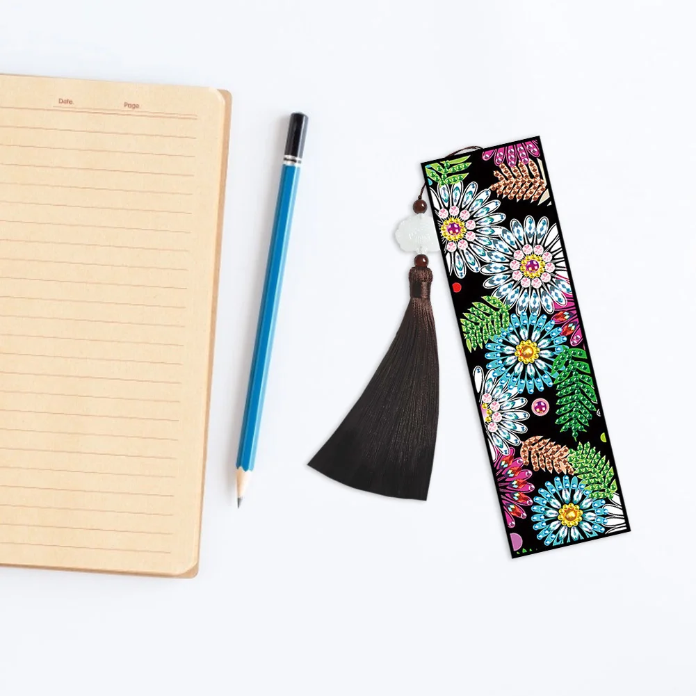 2pcs DIY Diamond Painting Leather Bookmark Mandala Tassel Crafts