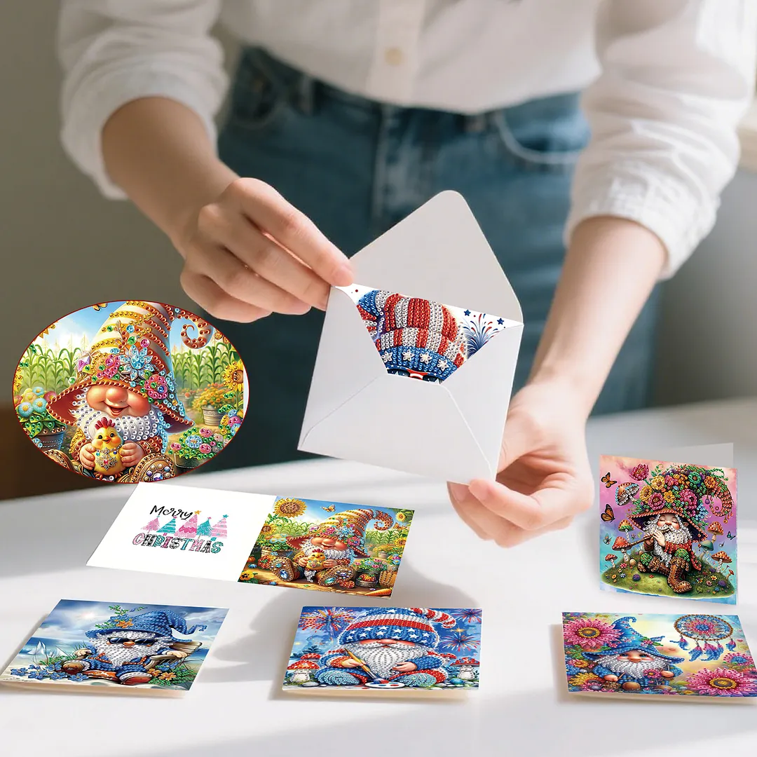 6PCS Goblin DIY Diamond Painting Greeting Card Set with Envelopes for Adults Gifts