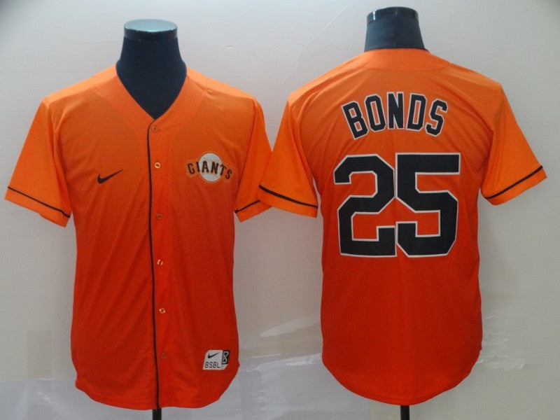 Men's San Francisco Giants Barry Bonds #25 Orange Stitched Jersey mysite