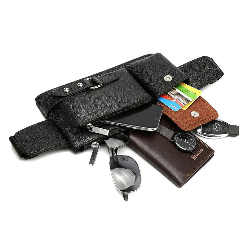 2022 New Waist Bag Men Leather Fanny Pack Chest Bag Male Casual Belt Bags Sling Crossbody Bum Bag Belly Waist Packs