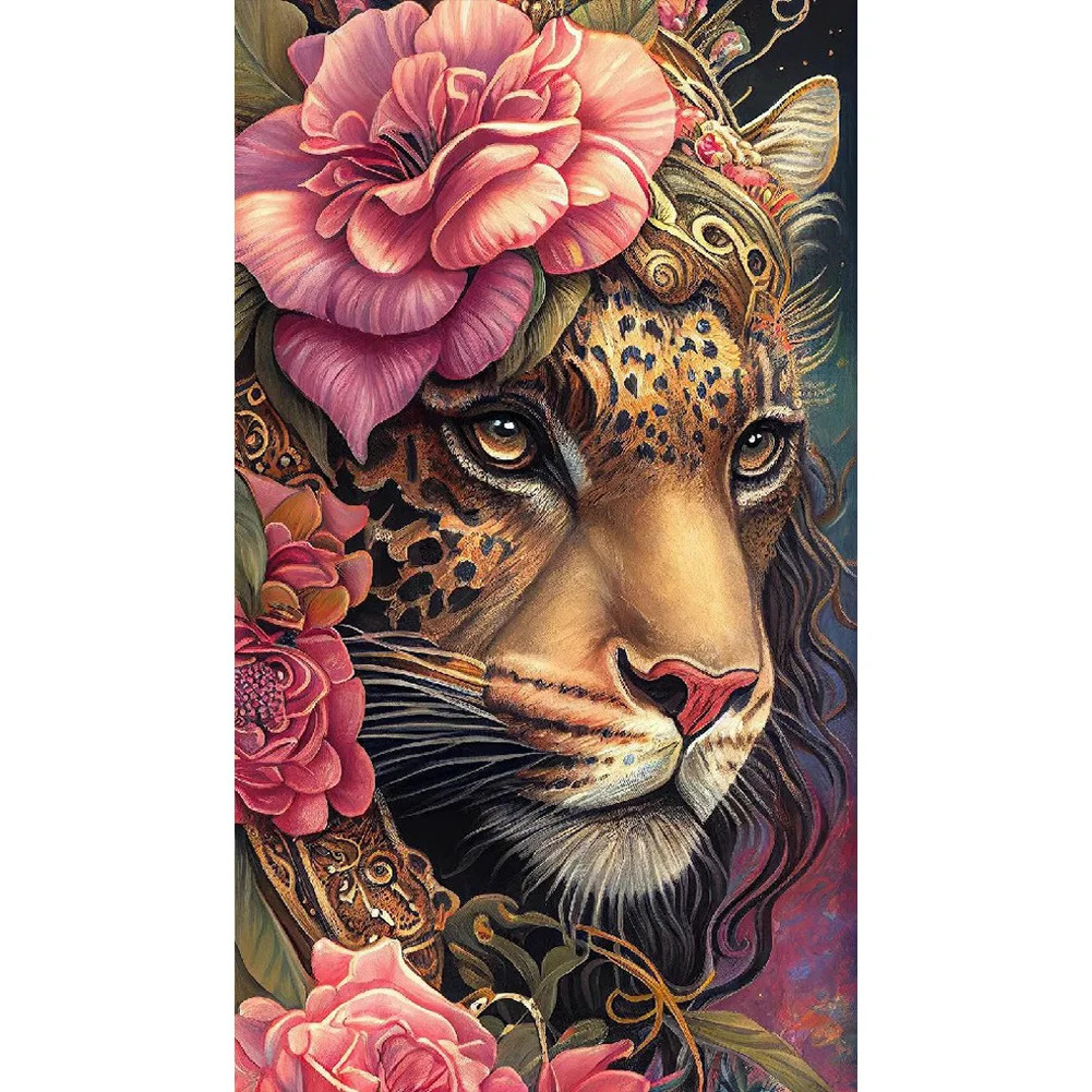 Full Round Diamond Painting - Leopard And Flower(40*70cm)