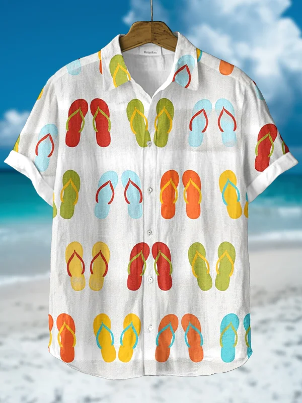 Men's Beach Slippers Art Print Casual Shirt