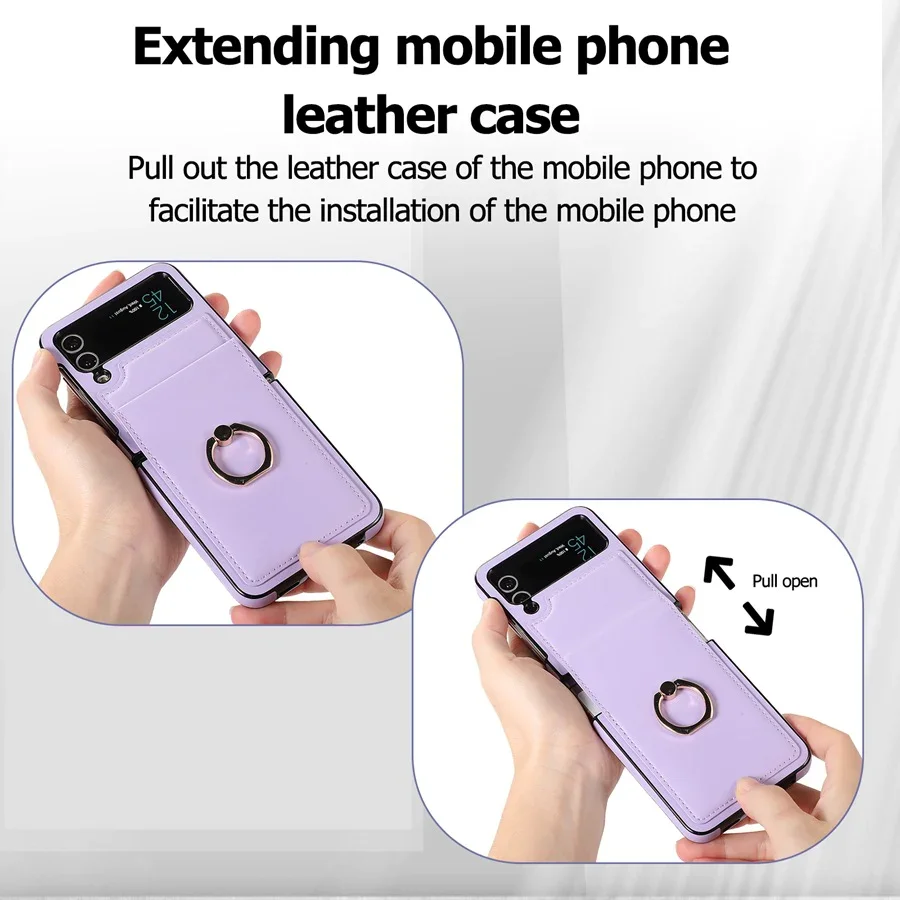 Suitable For Samsung Z Flip 3/Z Flip 4 Folding Solid Color Ring Folding Screen Phone Case
