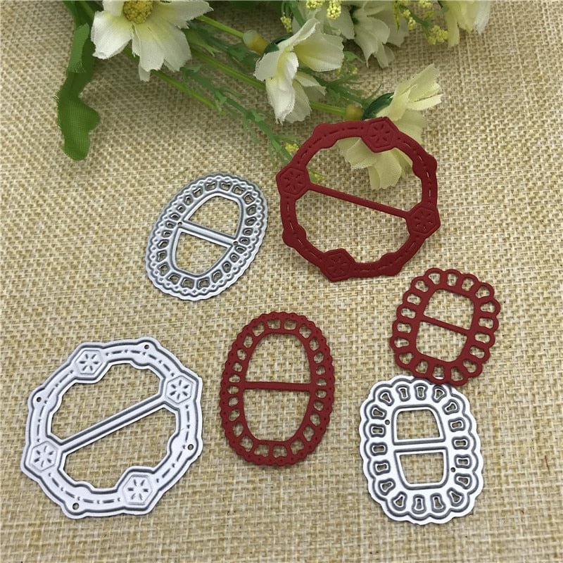 Metal Cutting Dies 3pcs Ribbon clasp buckle for DIY Scrapbooking Photo Album Embossing Paper Cards Decorative Craft