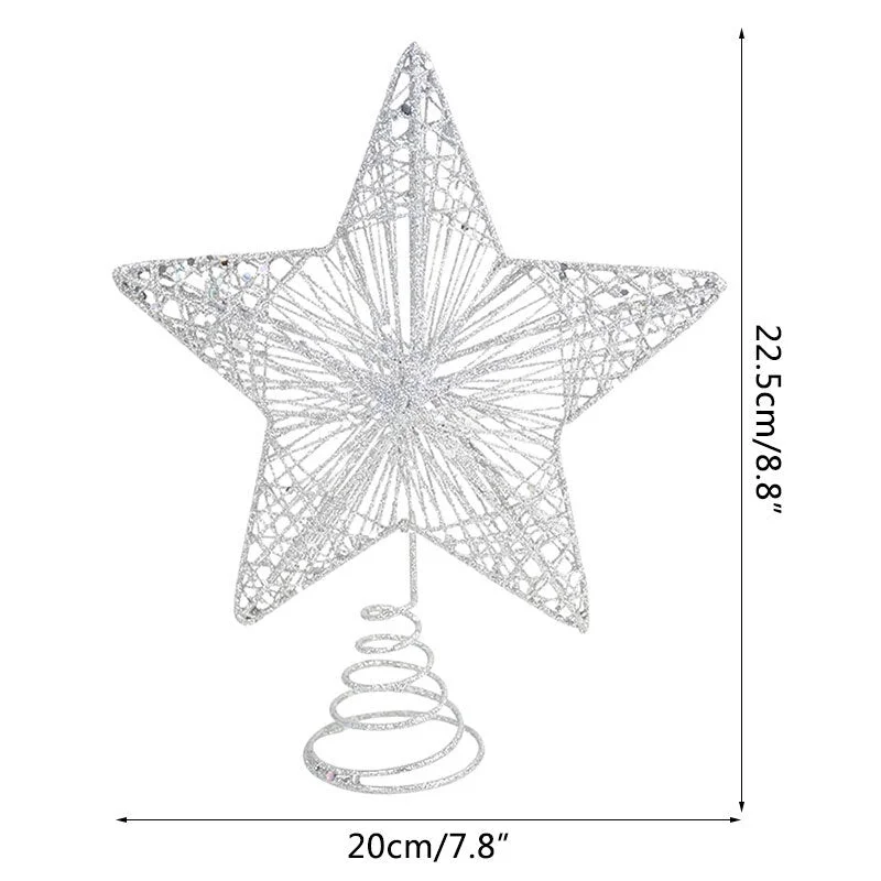 Gold Glitter Christmas Tree Top Iron Star Christmas Decorations For Home Xmas Tree Ornaments Navidad New Year 2021 Natal Noel