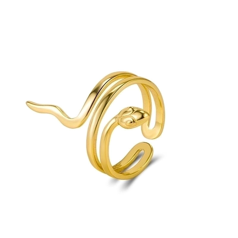 Minimalist Snake Sterling Silver Plating Open Ring