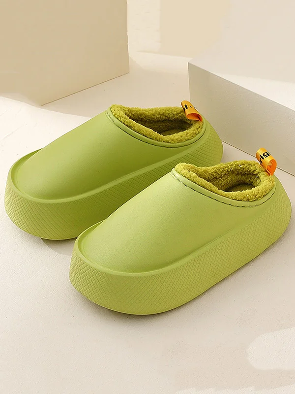 Home Non-Slip Keep Warm Velvet Waterproof Solid Color Slippers