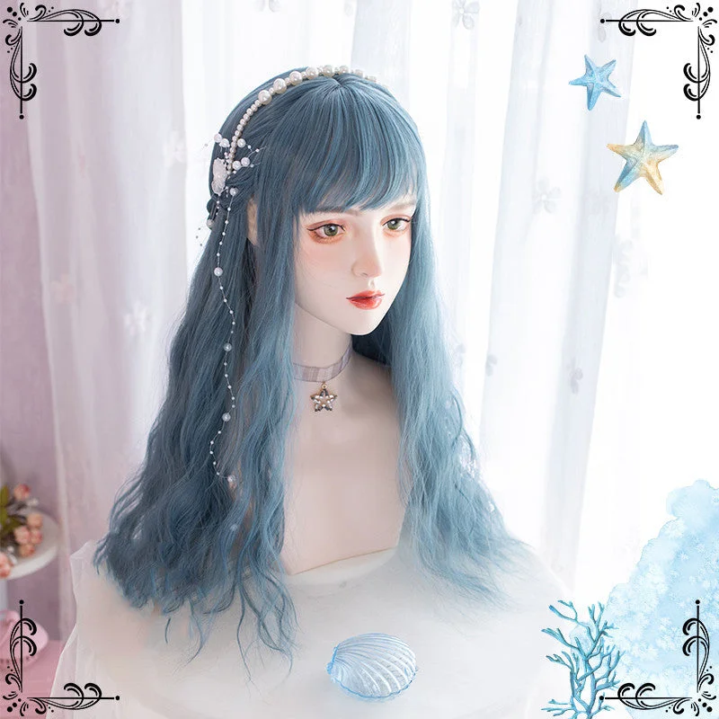 Lolita Haze Blue Long Curly Wig BE1224