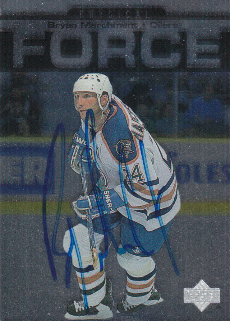 Bryan Marchment Autograph UD Force Oilers Card Sharks - Blackhawks