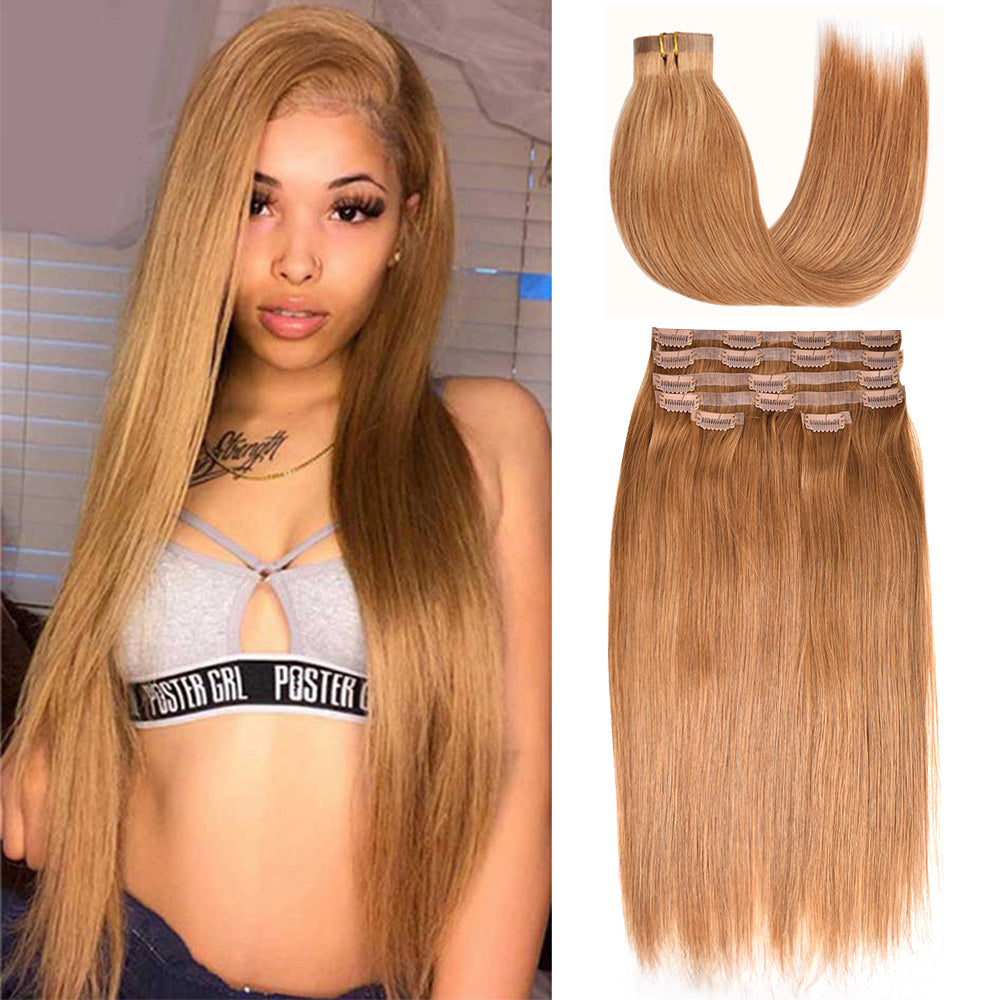 #8 Straight |6Pcs 100g | PU Seamless Clip ins Hair | 100% Human Hair | boruihair