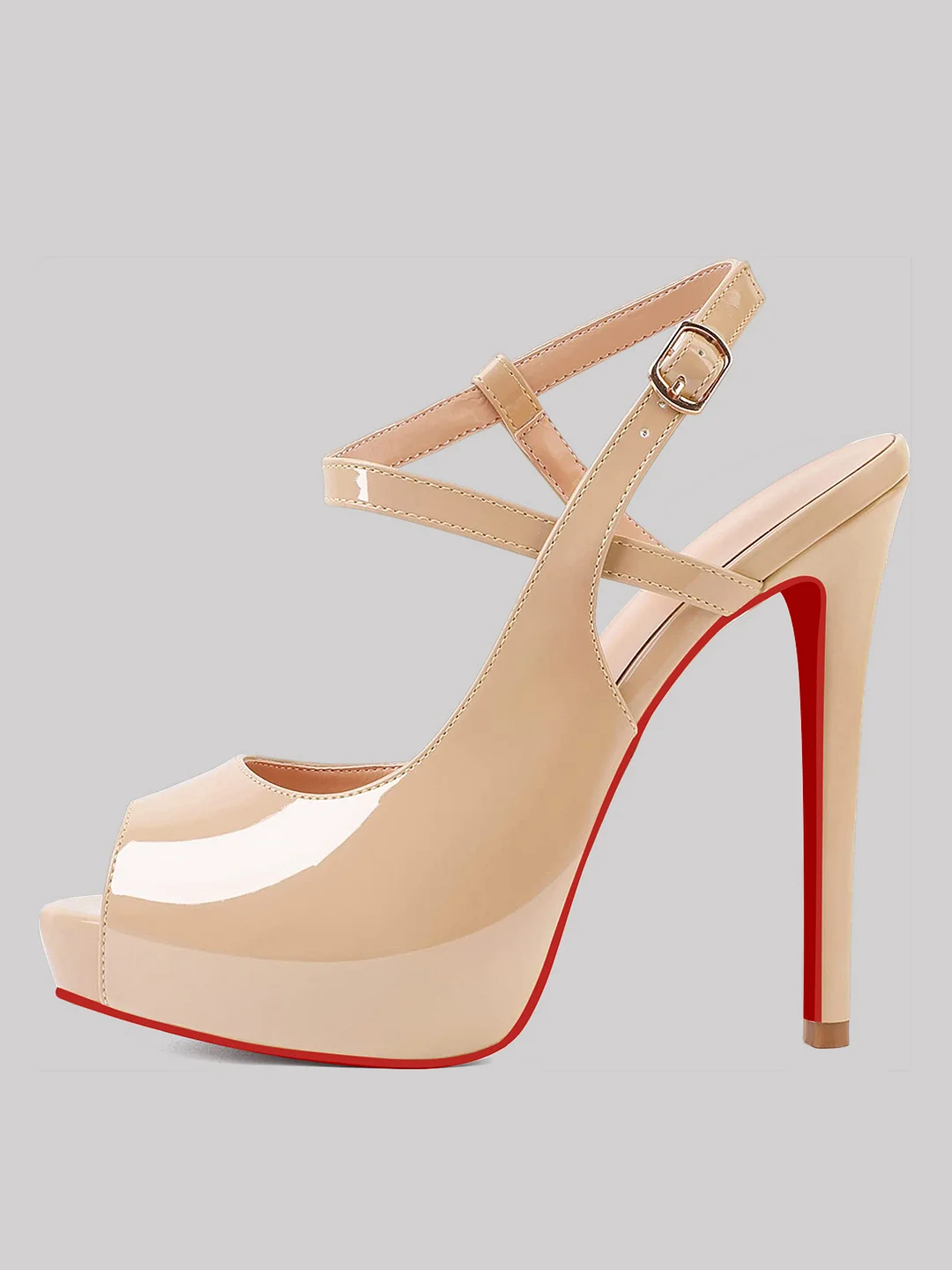120mm Women's Stiletto High Heels Open Toe Sandals Red Bottom Platform So Jenlove Patent Shoes