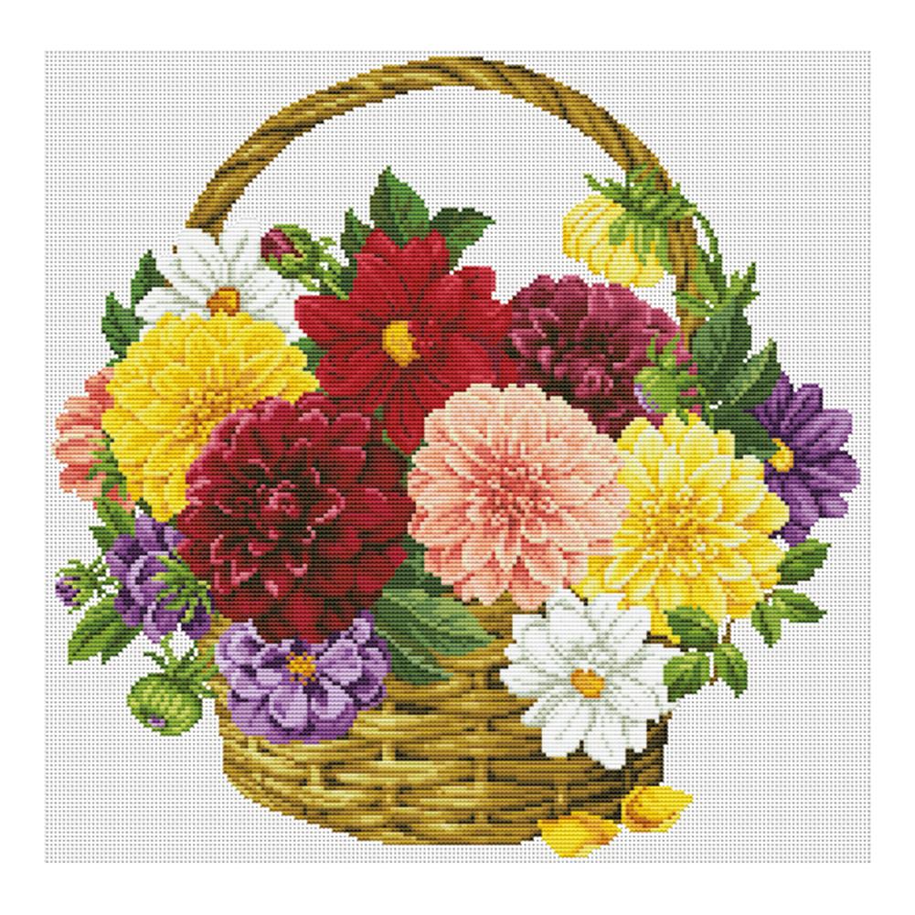 

Flower Basket - 11CT Stamped Cross Stitch - 54*53cm, 501 Original