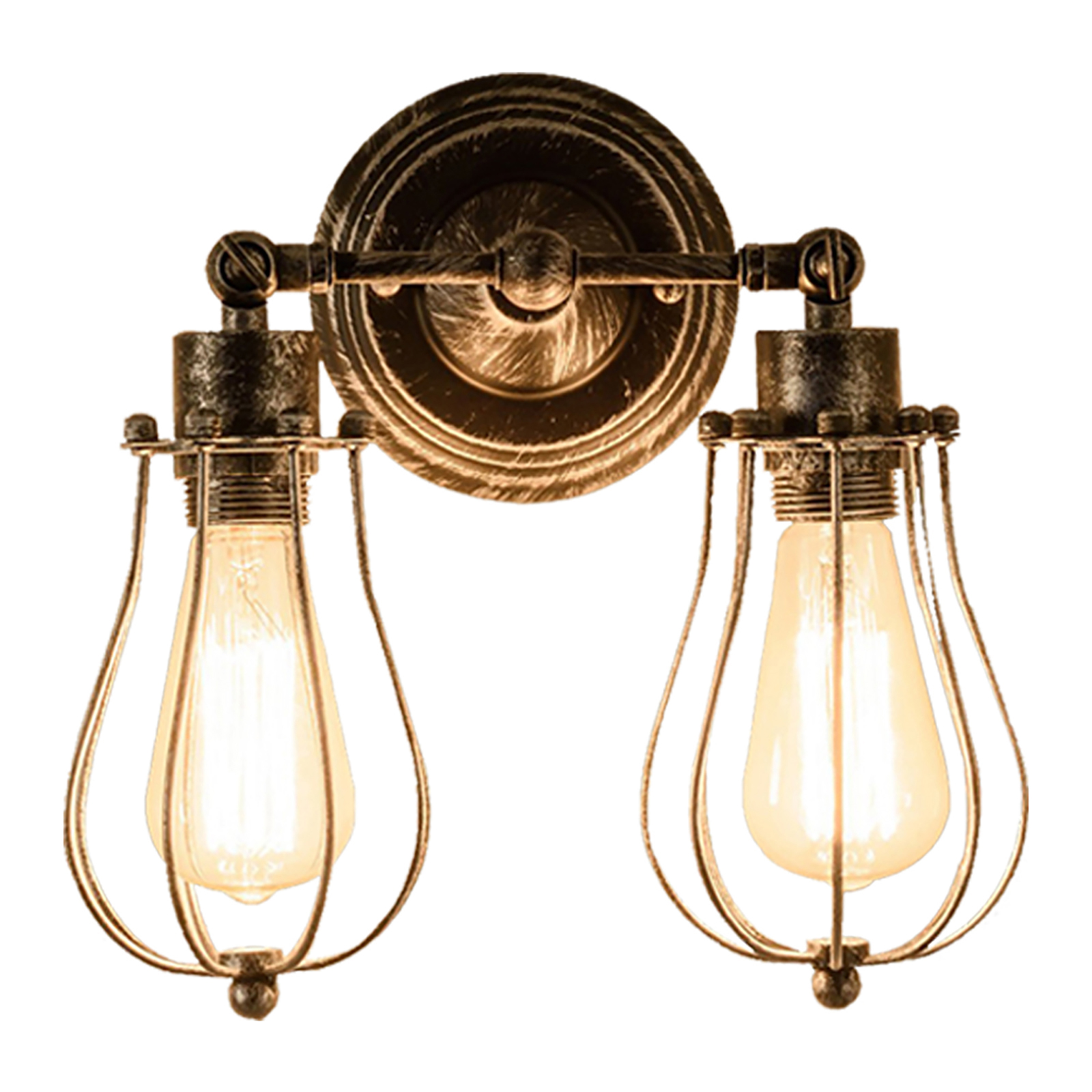 

Wire Cage Wall Sconce Adjustable Socket Vintage Rustic, Two-headed antique, 501 Original