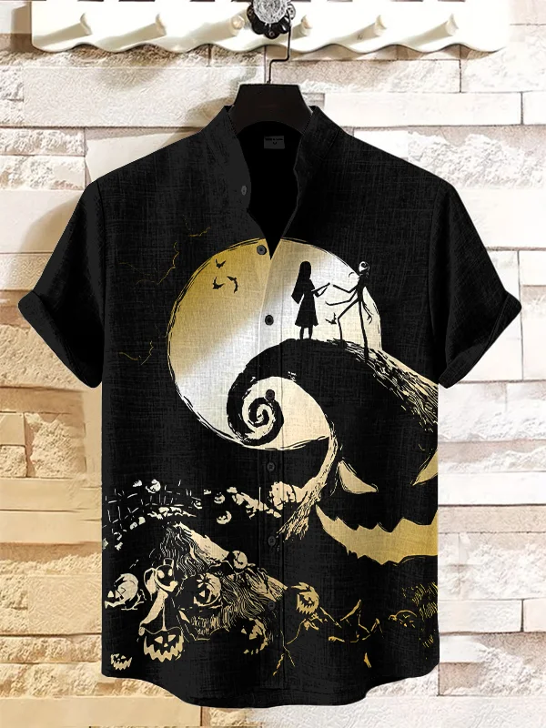Men's Silhouettes Under The Moon Halloween Print Shirt