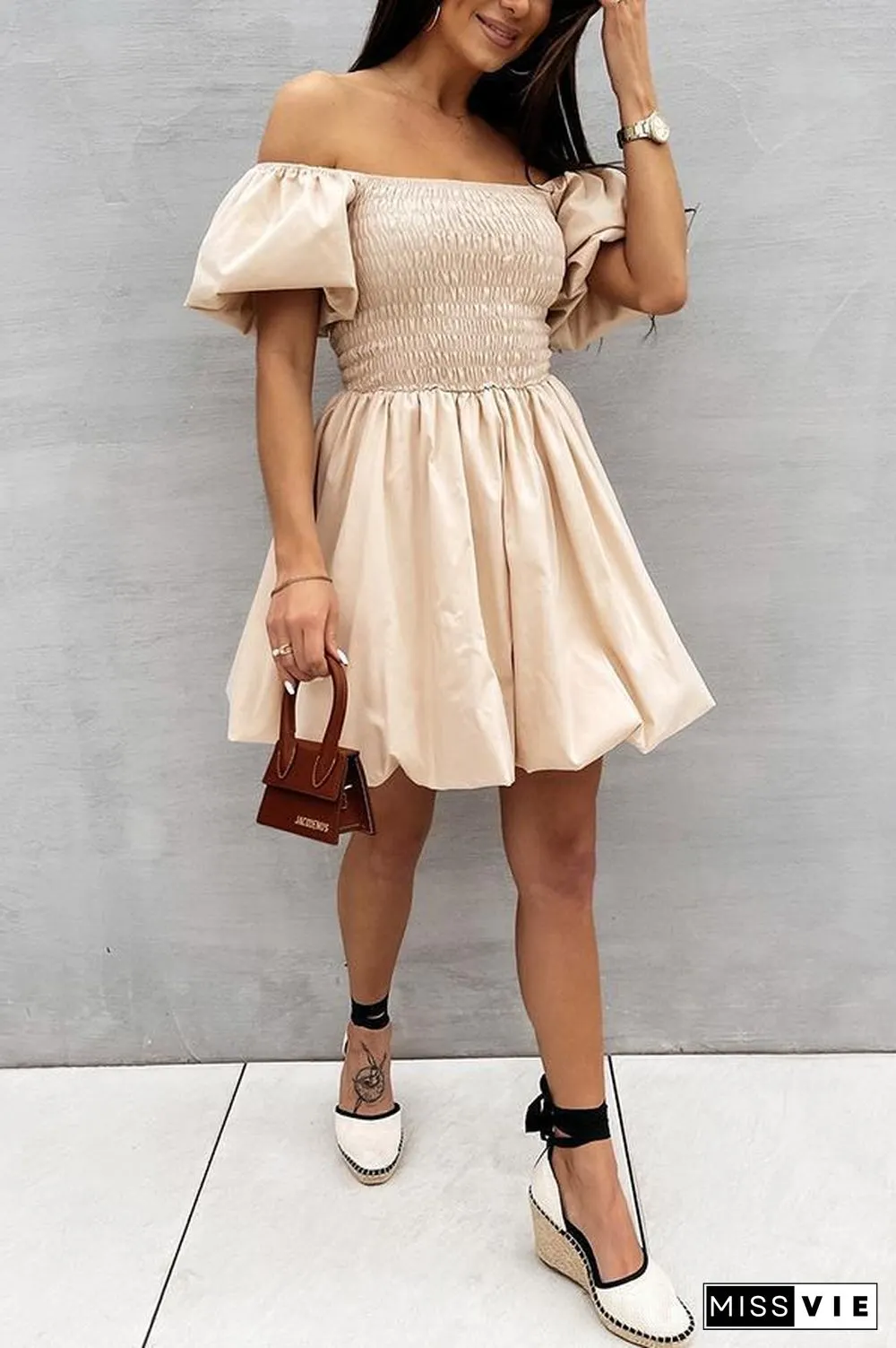 Puff Sleeve Mini Dress P14299