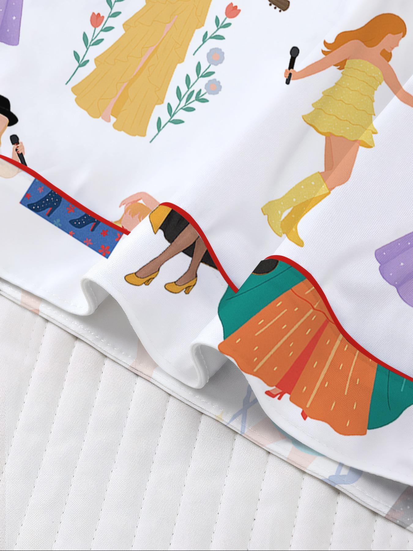 Women's Concert Movie Print Sleepwear Set, Pajama Set, Short Sleeve Button-Down Soft Top and Loose Elastic Shorts, Casual Home Wear for Swift Fans