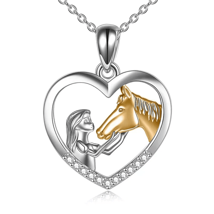 Miłość Koni | Naszyjnik dla dziewczynki i konia wykonany ze srebra próby 925 - Piękny prezent!