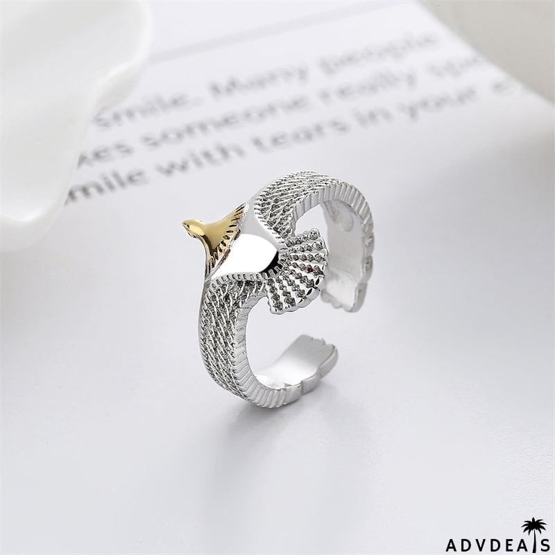 Unisex Old Fashion Eagle Shape Ins Simple Plating Rings