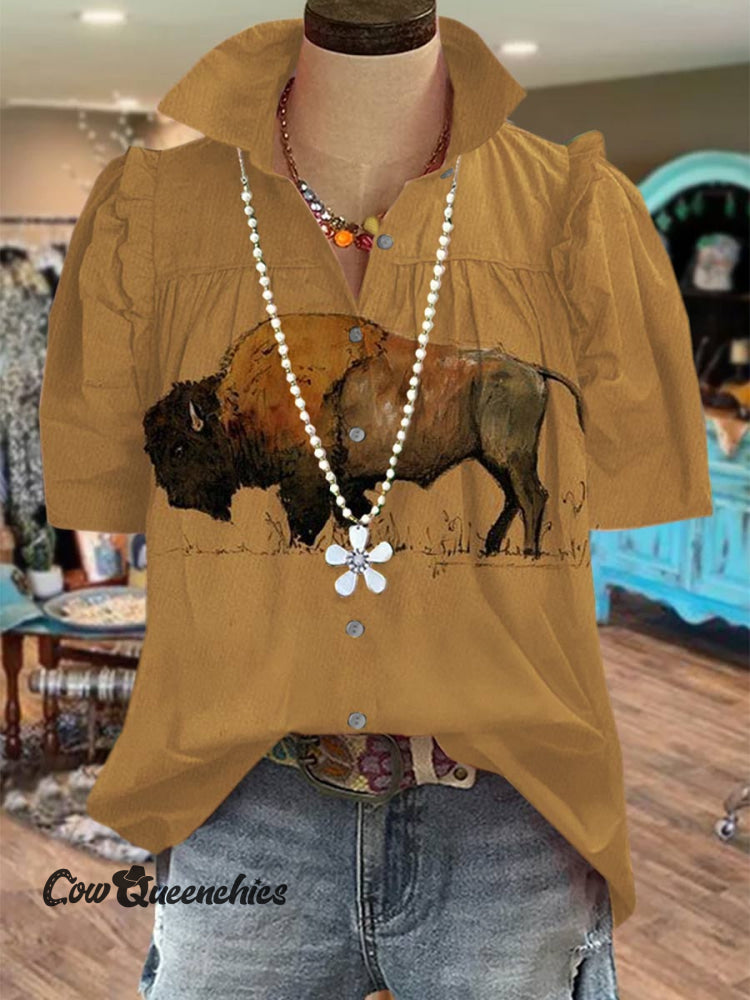 Women&rsquo;s Vintage Bull Art Casual Shirt Multicolor / S