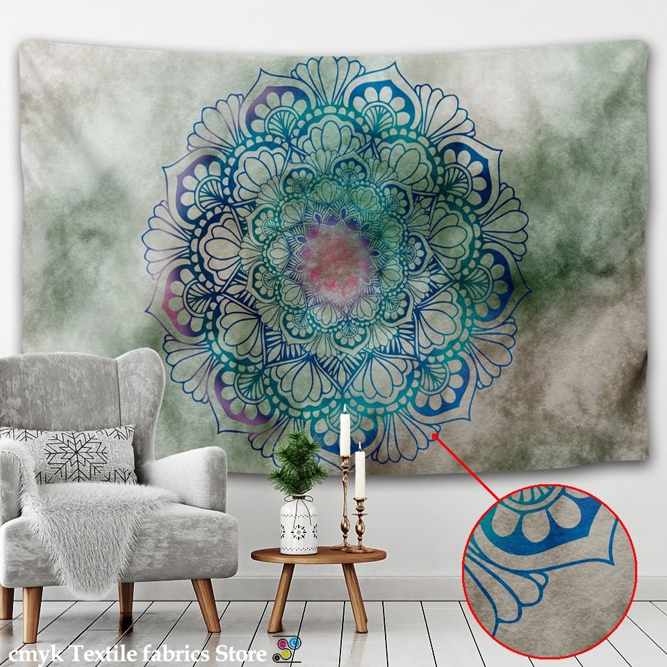 Indian Mandala Tapestry Pearl Elephant Art Wall Hanging Sun And Moon Meditation Chakra Tapestries for Living Room Decor