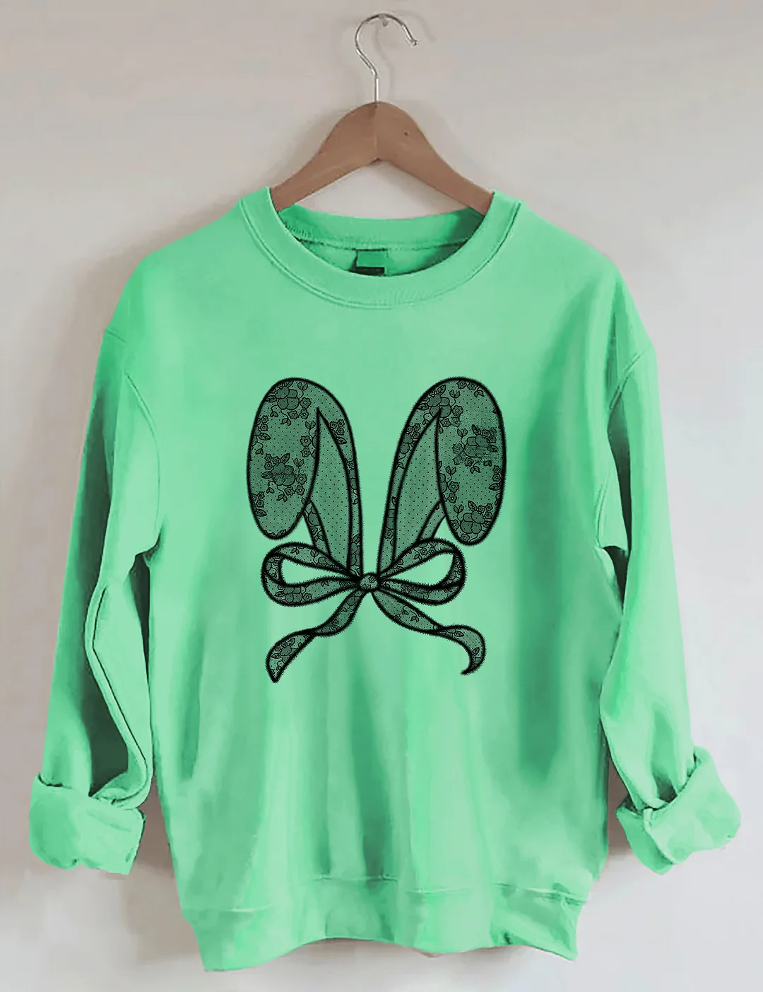 Bunny Ears With Bow Lace Sweatshirt