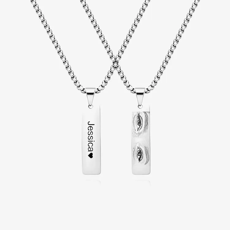 Custom Eye Photo & Name Necklace